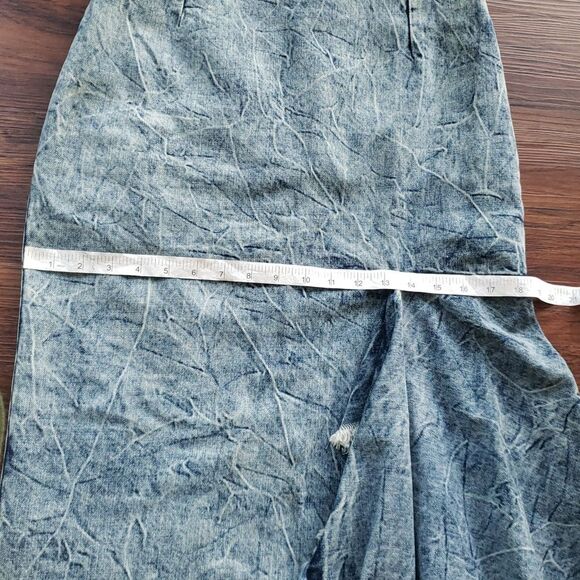 Balenciaga Blue Edgy Feminine Old Money Quiet Lux Godet Acid Wash Skirt Size 40 - Picture 8 of 10